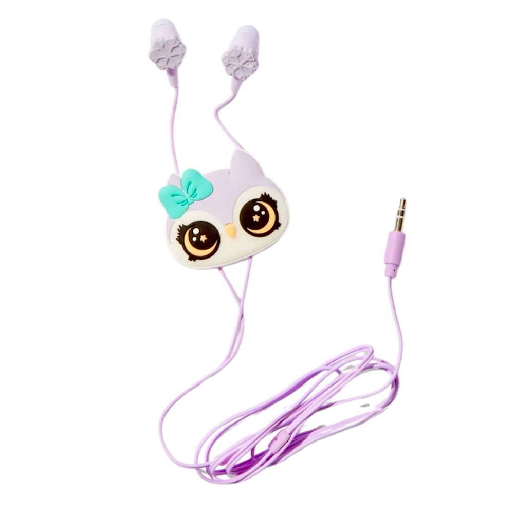 Purple Owl Silicone Earbuds & Winder - NWT